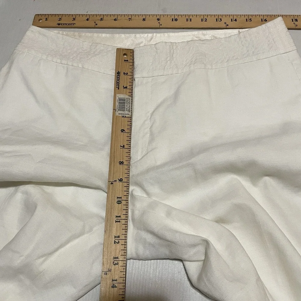 Banana Republic Harrison Linen Blend Wide Leg Pants Ivory Women's 12 X 32 Cuffed
